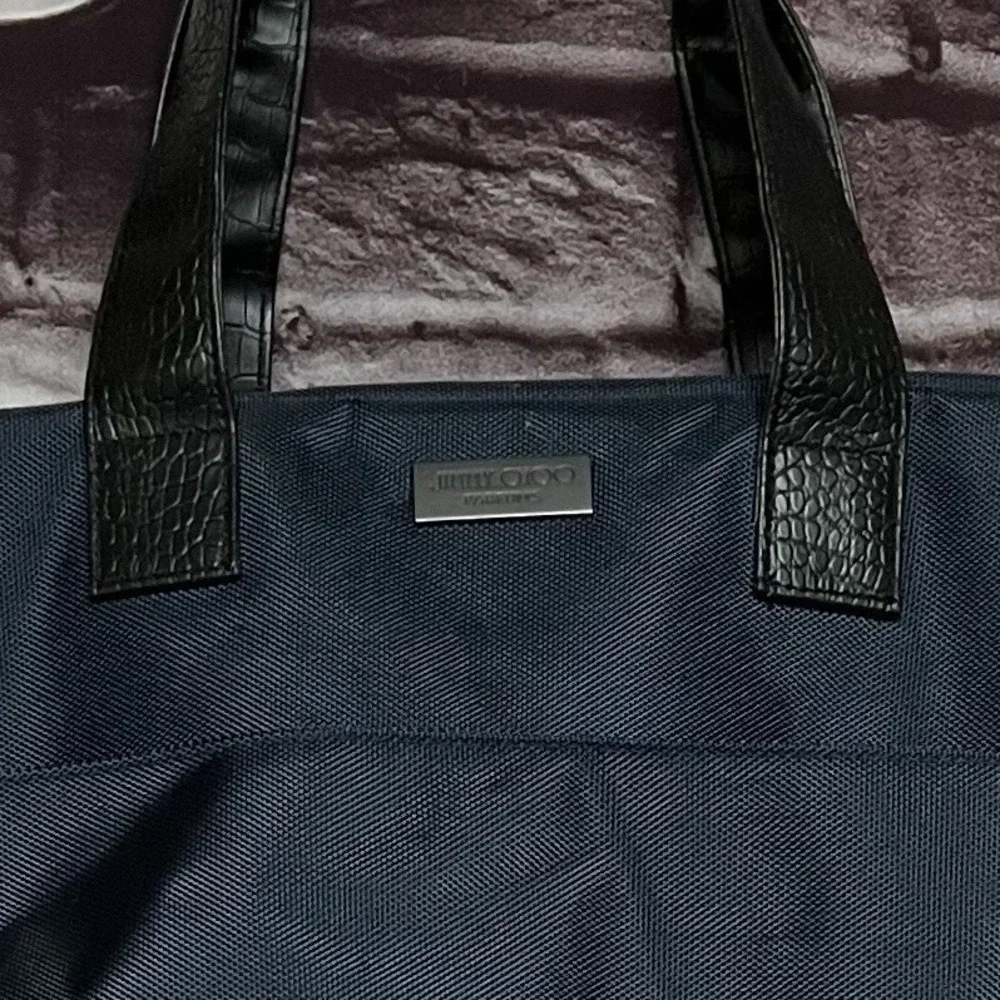 Jimmy Choo Parfums Duffle Tote Bag Navy Nylon‎ Travel Weekend Overnight